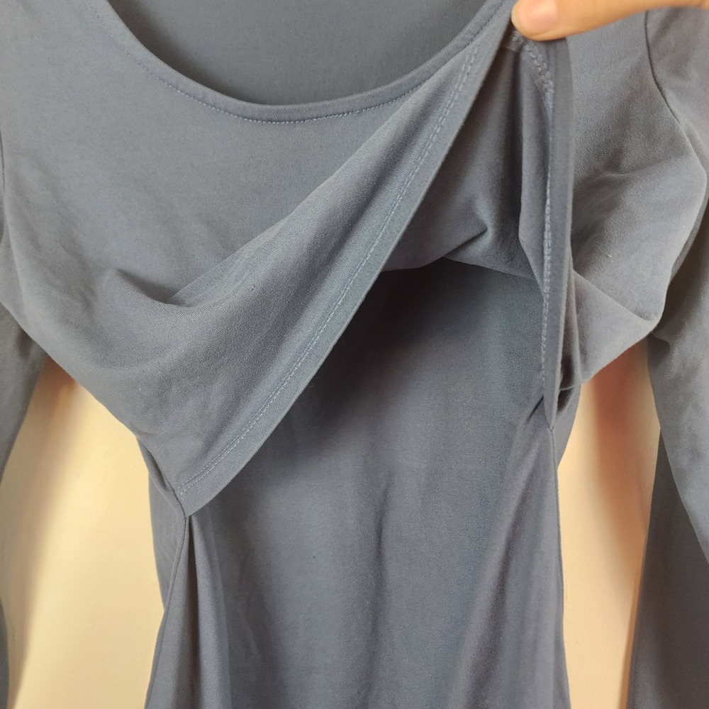 Kindred Bravely Maternity Nursing Open Front Blue Long Sleeve Shirt Women Medium - Picture 4 of 6